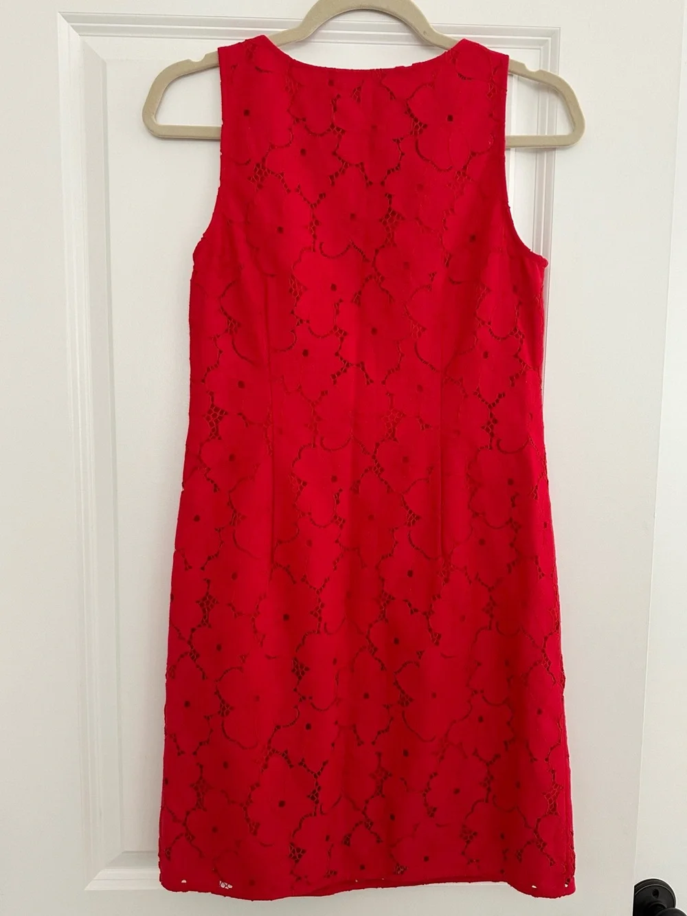 Banana Republic Vibrant Red Floral Lace Sleeveless Shift Dress - Americana - Picture 11 of 17